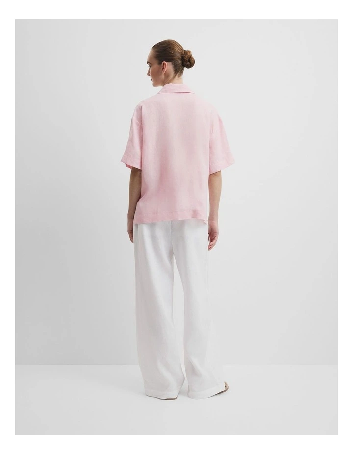 Organically Grown Linen Short Sleeve Shirt in Floss Pink image 4