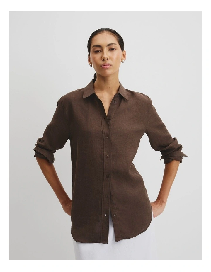 Organically Grown Linen Shirt in Cocoa image 3