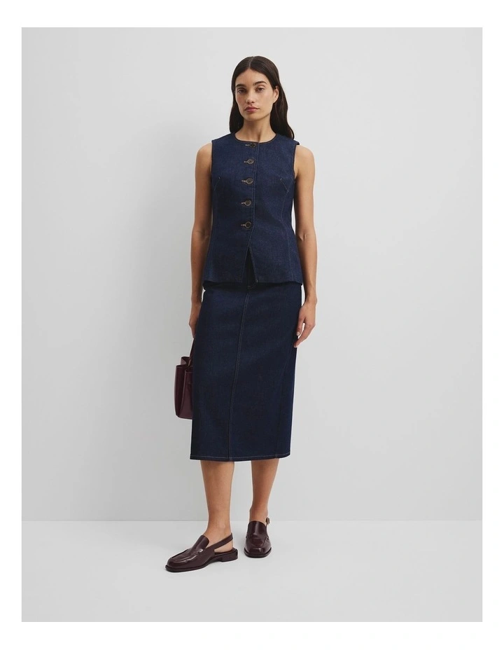 Recycled Cotton Denim Sleeveless Top in Indigo Rinse image 2