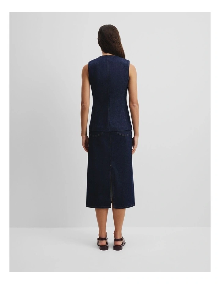 Recycled Cotton Denim Sleeveless Top in Indigo Rinse image 4