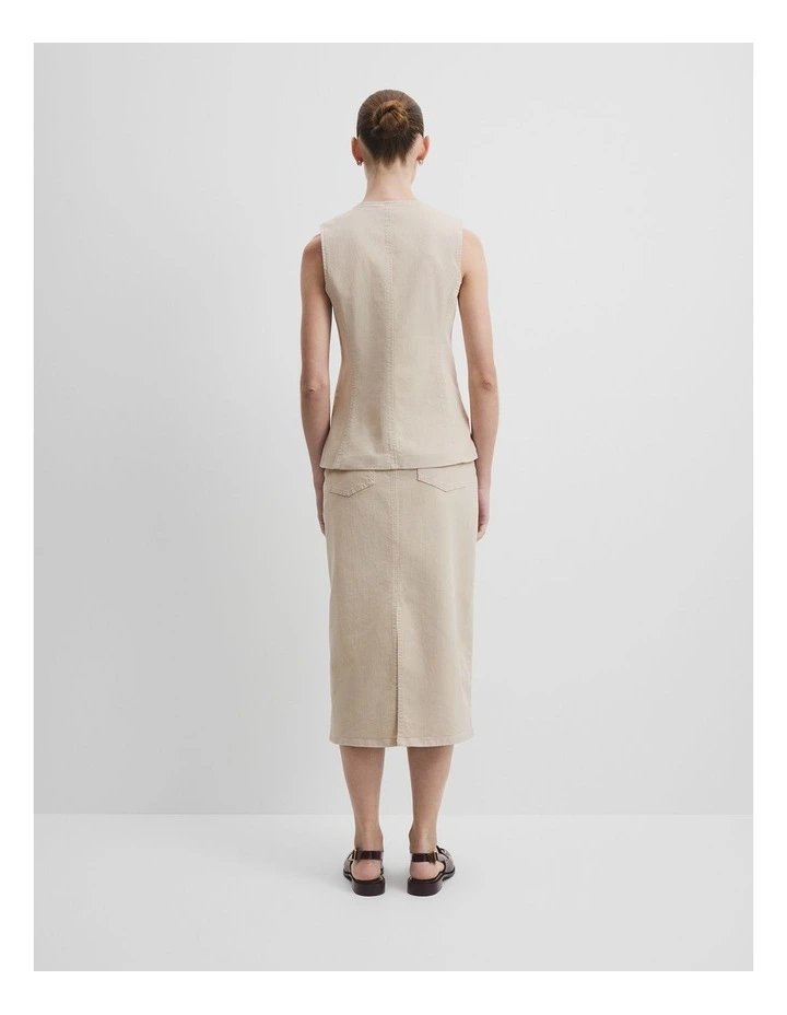 Recycled Cotton Denim Sleeveless Top in Sand image 4