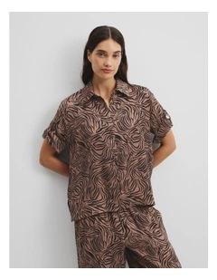 Print Short Sleeve Cupro Shirt in Micro Zebra