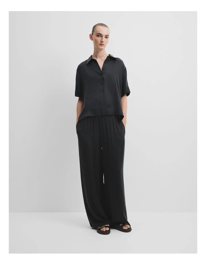 Short Sleeve Cupro Shirt in Black image 2