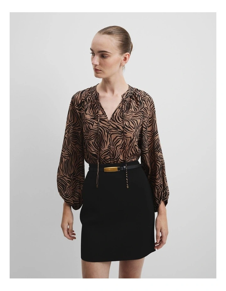 Organically Grown Cotton Blouson Blouse in Micro Zebra image 1