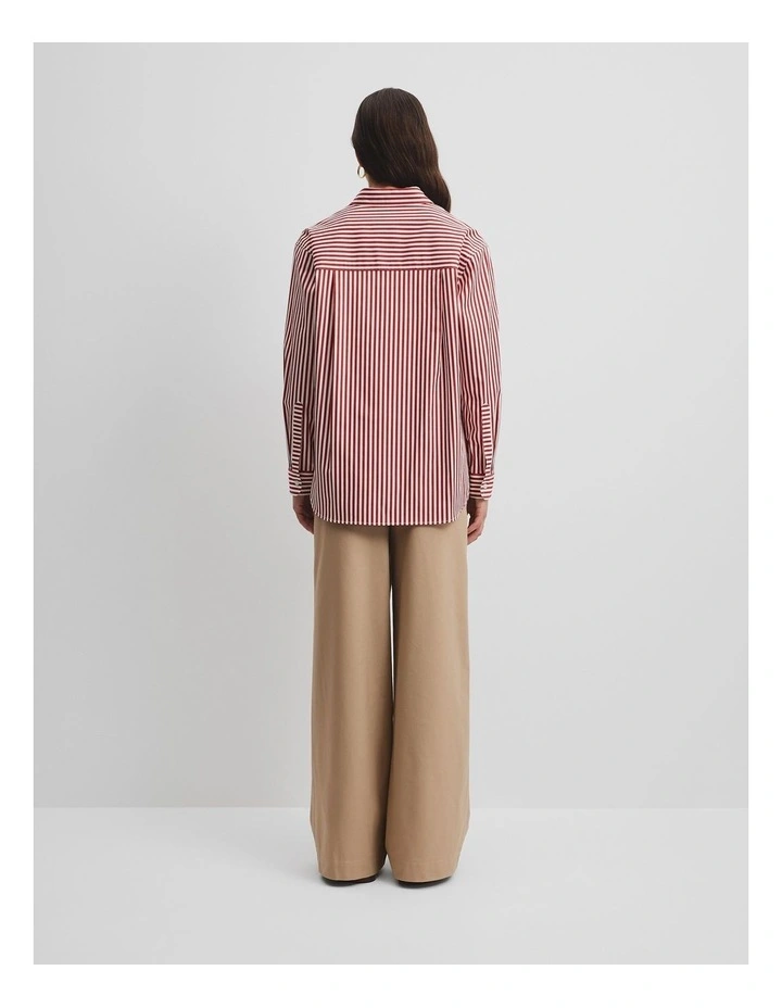 Australian Cotton Classic Stripe Shirt in Garnet Stripe image 4