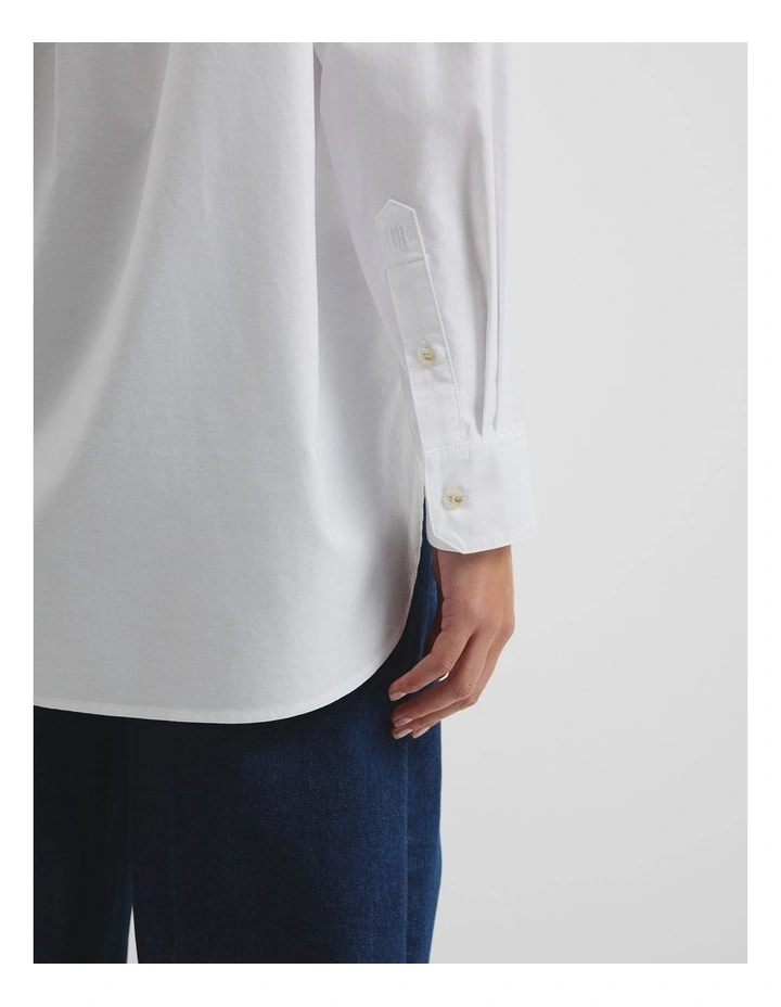 Oversized Australian Cotton Oxford Shirt in White image 2