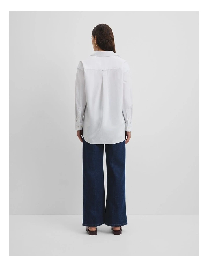 Oversized Australian Cotton Oxford Shirt in White image 4