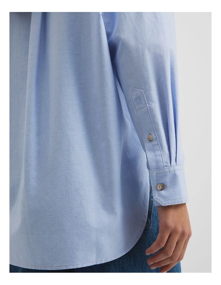 Oversized Australian Cotton Oxford Shirt in Chambray Blue image 5