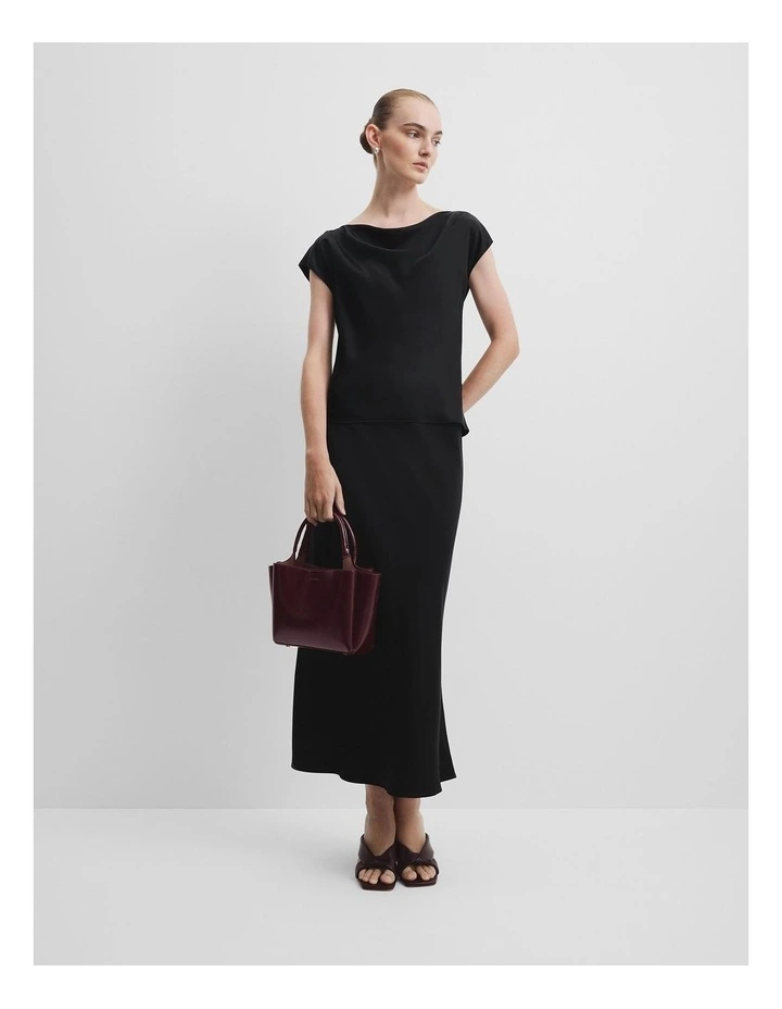 Short Sleeve Satin Shell Top in Black image 3