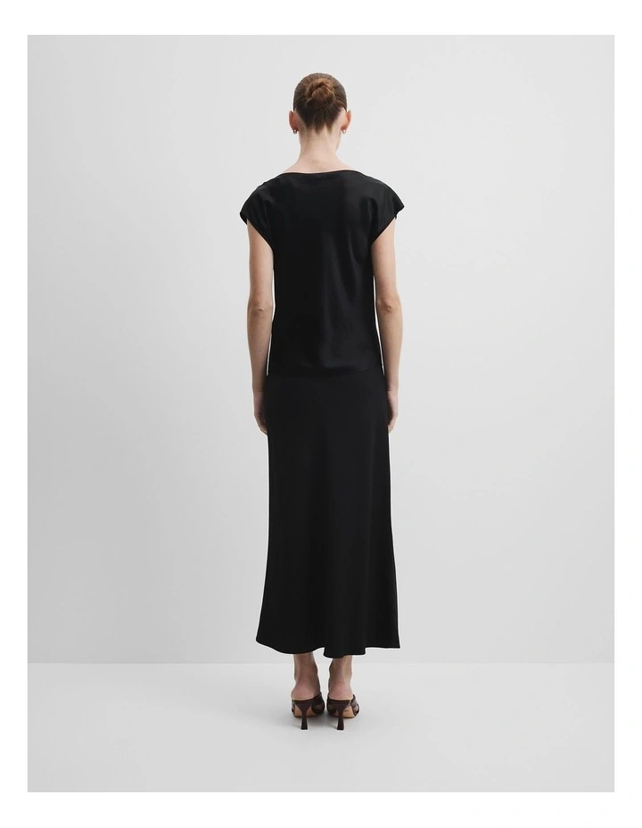 Short Sleeve Satin Shell Top in Black image 4