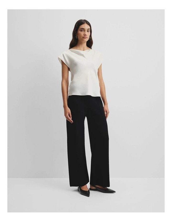 Short Sleeve Satin Shell Top in Antique White image 2