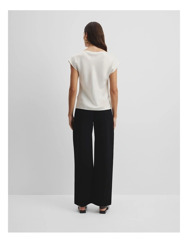 Short Sleeve Satin Shell Top in Antique White image 4