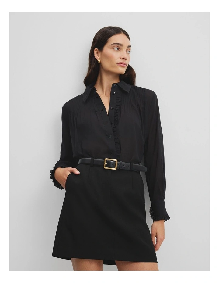 Soft Ruffle Blouse in Black image 2