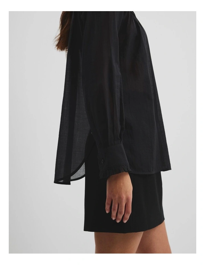 Soft Ruffle Blouse in Black image 3