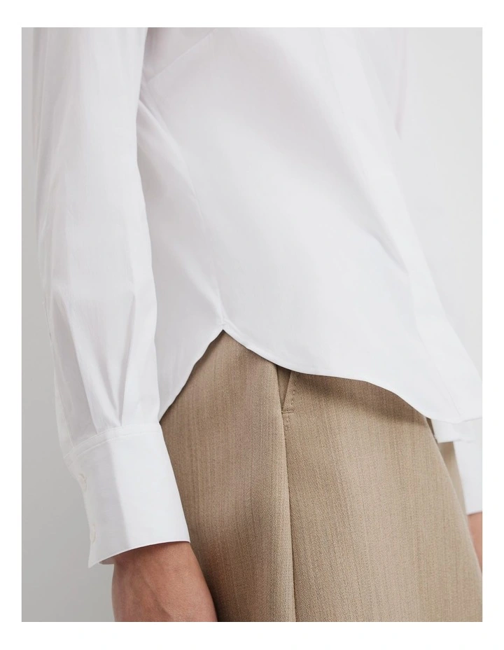 Stretch Slim Poplin Shirt in Antique White image 2