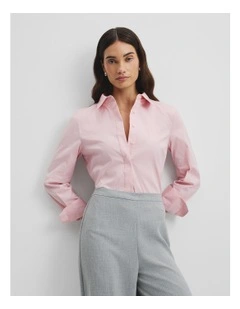 Stretch Slim Poplin Shirt in Floss Pink
