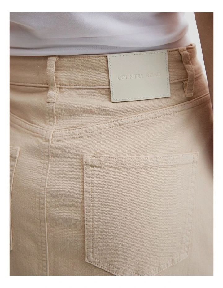 Recycled Cotton Denim Midi Skirt in Sand image 3