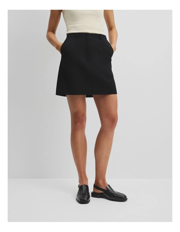 Wool Mini Skirt in Black image 3