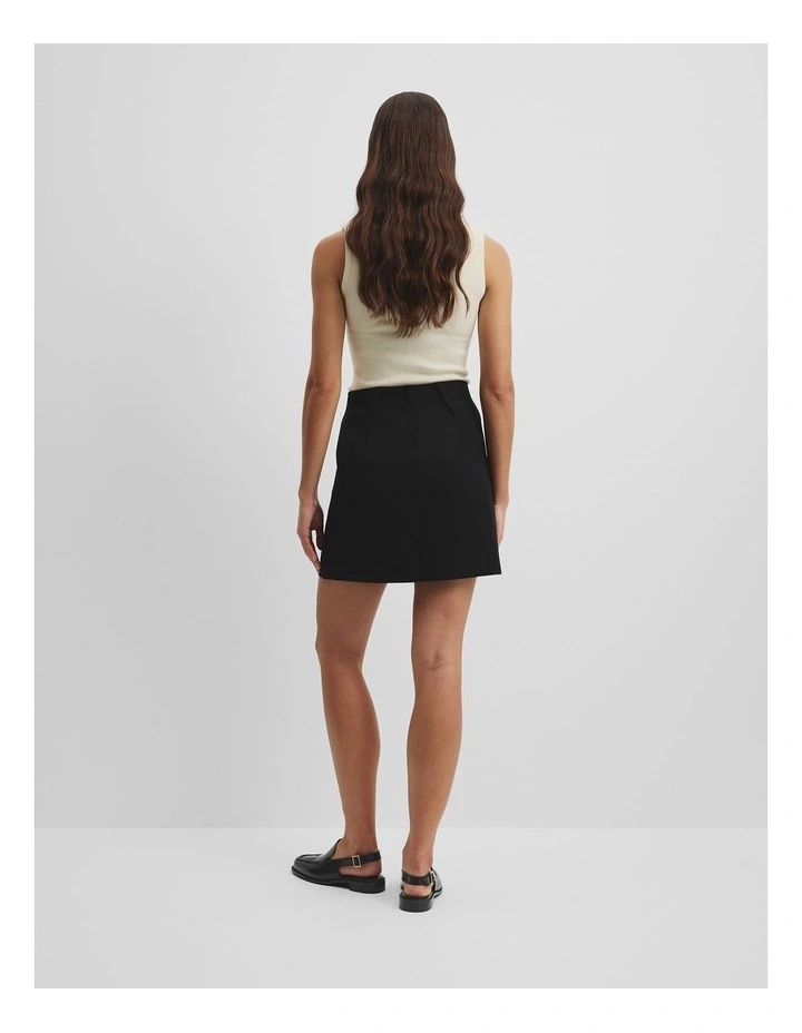 Wool Mini Skirt in Black image 4