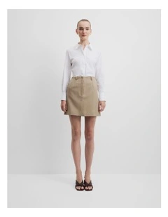 Wool Mini Skirt in Buff Marle