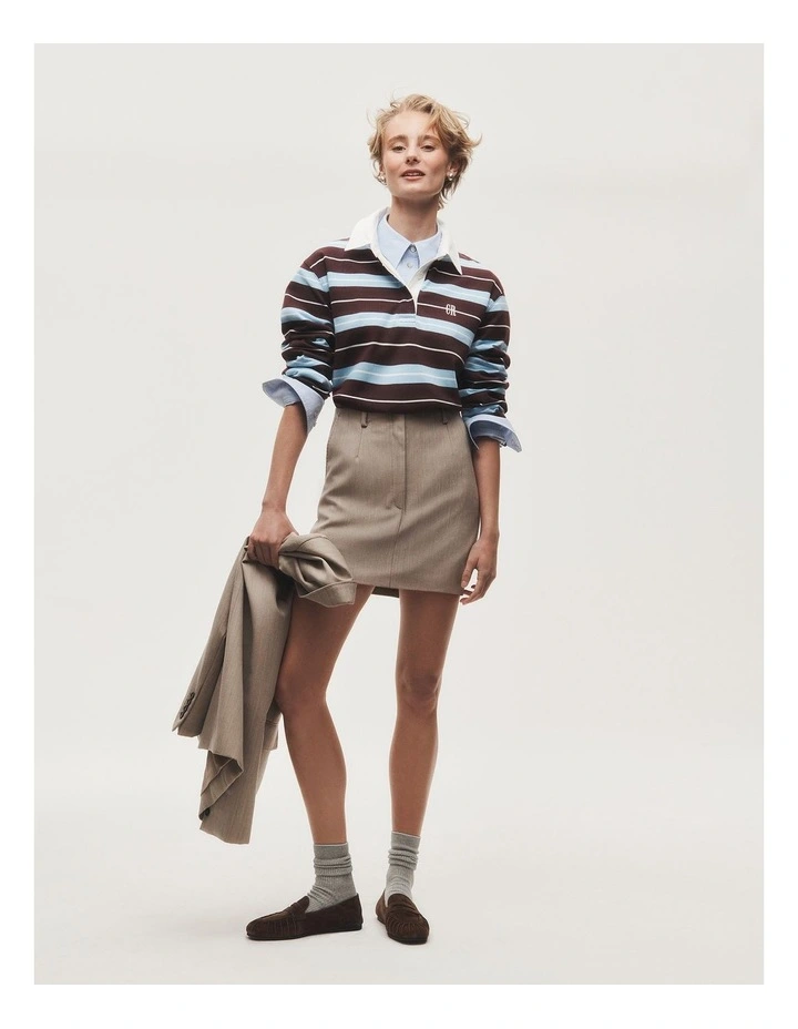 Wool Mini Skirt in Buff Marle image 2