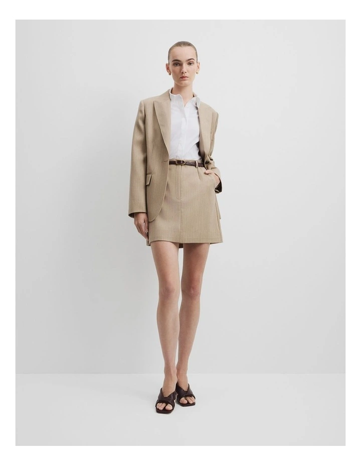 Wool Mini Skirt in Buff Marle image 3