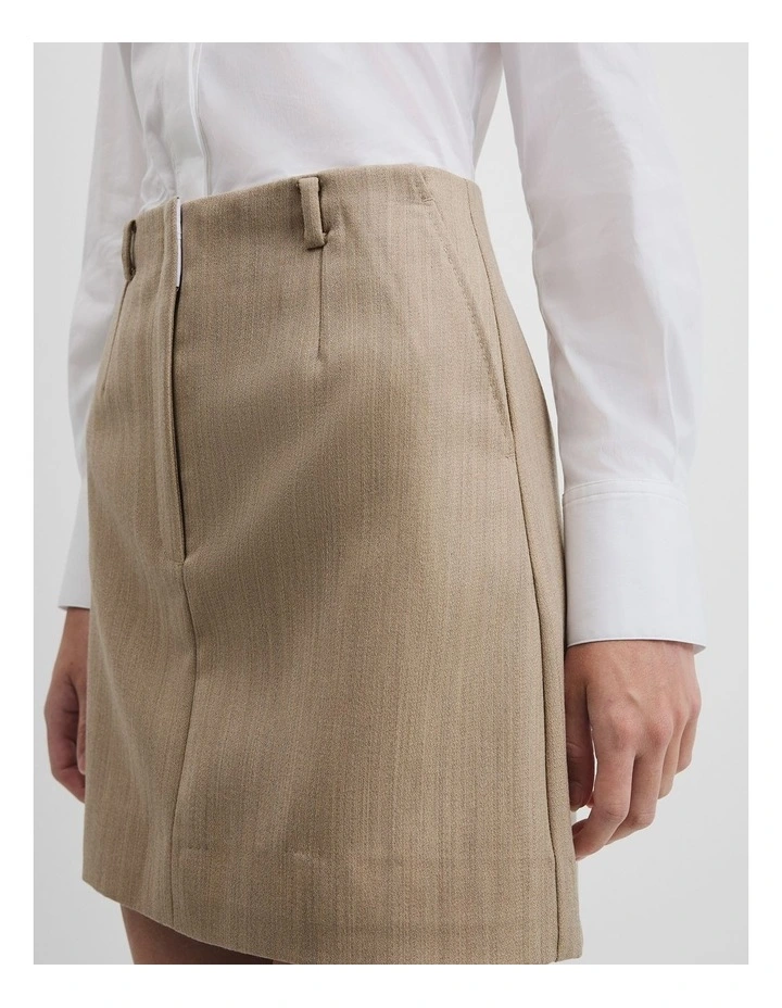 Wool Mini Skirt in Buff Marle image 4
