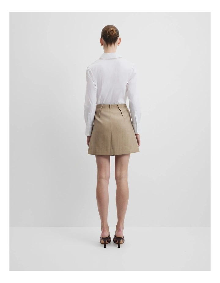 Wool Mini Skirt in Buff Marle image 5