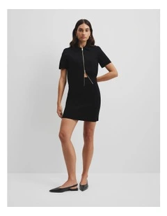 Compact Knit Mini Skirt in Black