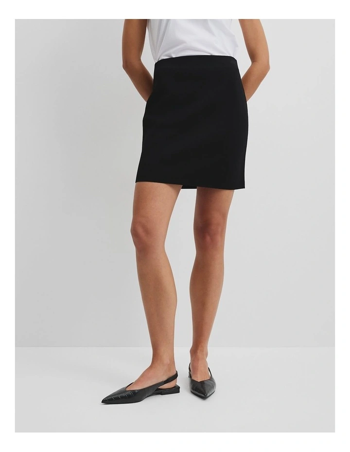 Compact Knit Mini Skirt in Black image 2