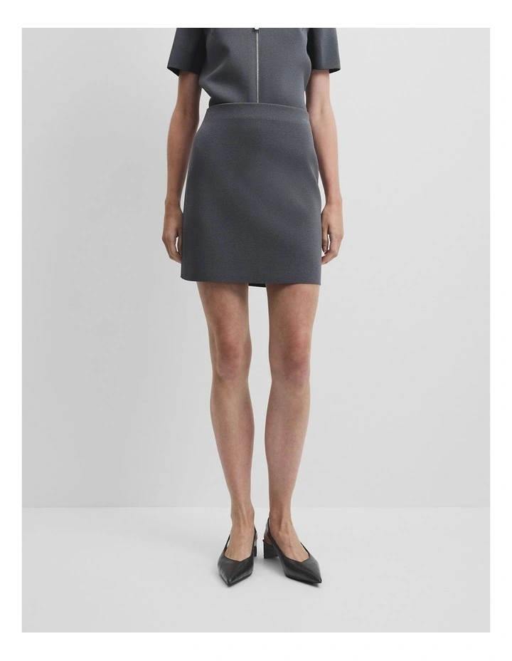 Compact Knit Mini Skirt in Grey Marle image 2