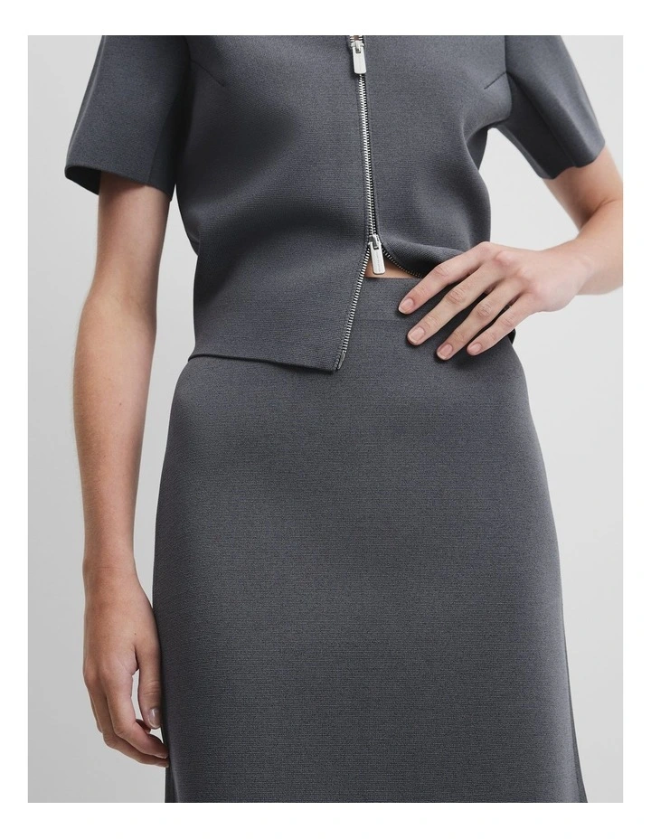 Compact Knit Mini Skirt in Grey Marle image 3
