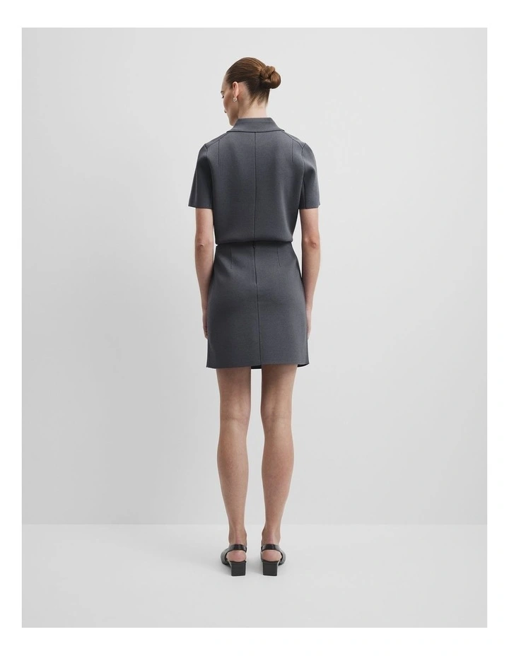 Compact Knit Mini Skirt in Grey Marle image 4