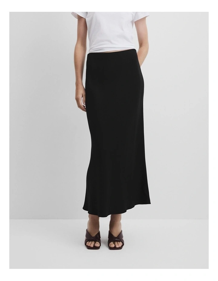 Crepe Bias Skirt in Black image 2