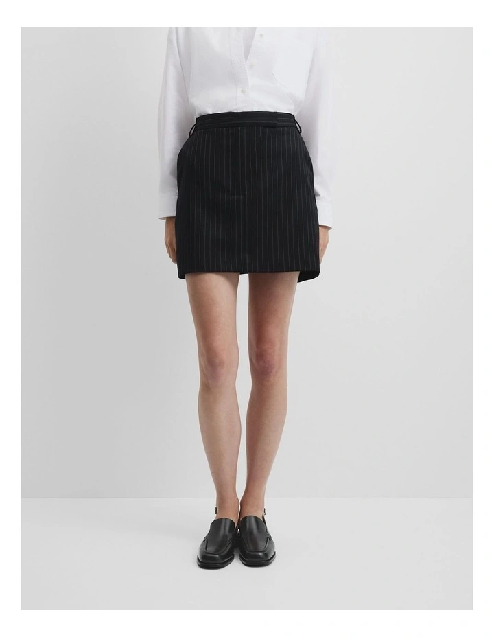 Pinstripe Skirt in Black Stripe image 2