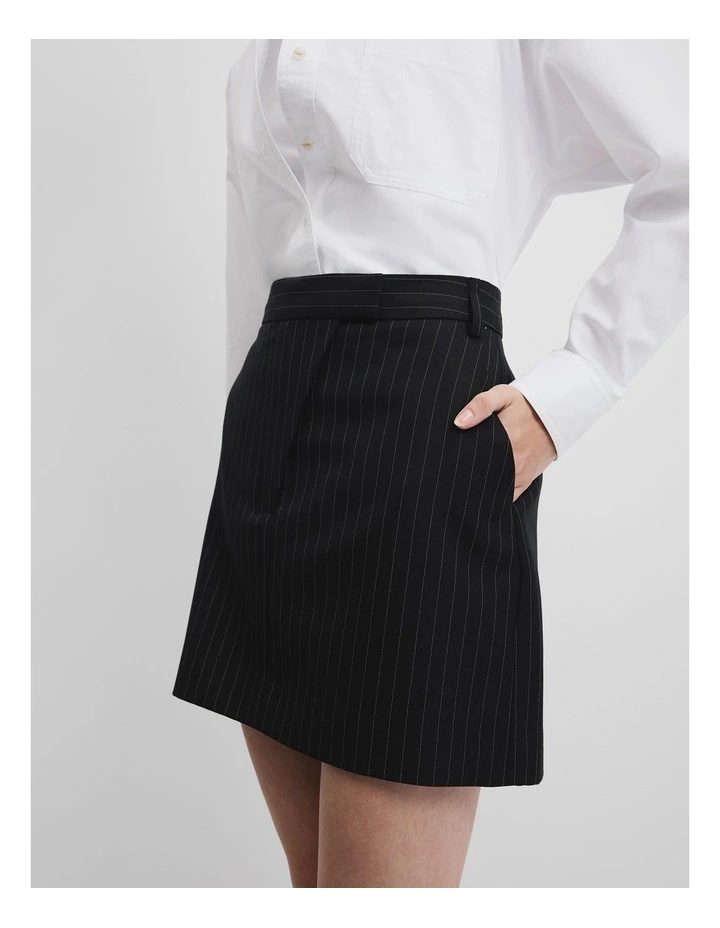 Pinstripe Skirt in Black Stripe image 3