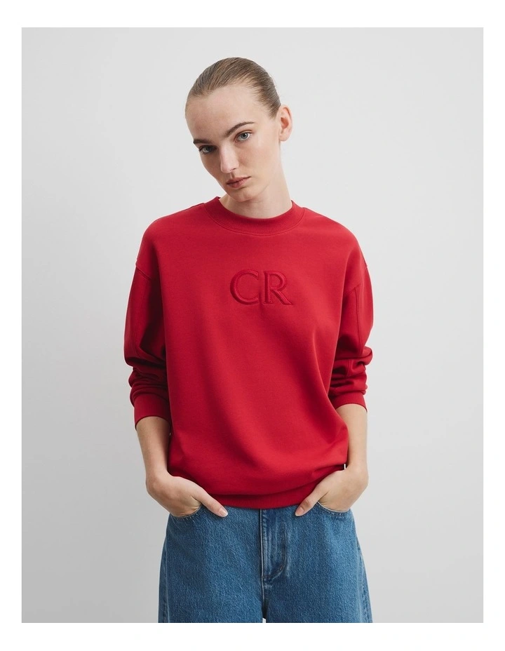 Australian Cotton Cr Logo Sweat in Garnet image 1