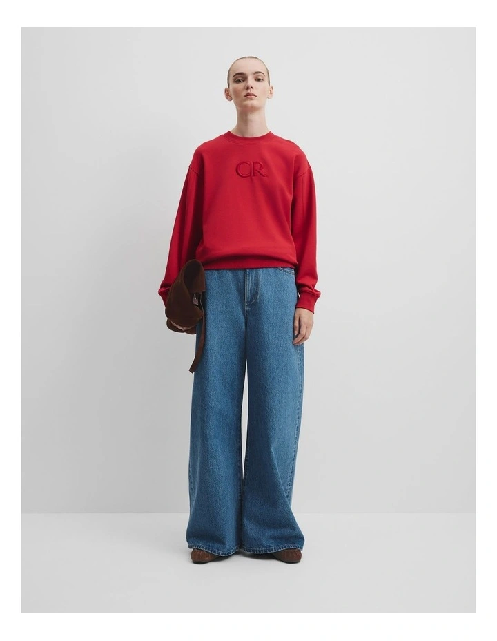 Australian Cotton Cr Logo Sweat in Garnet image 3