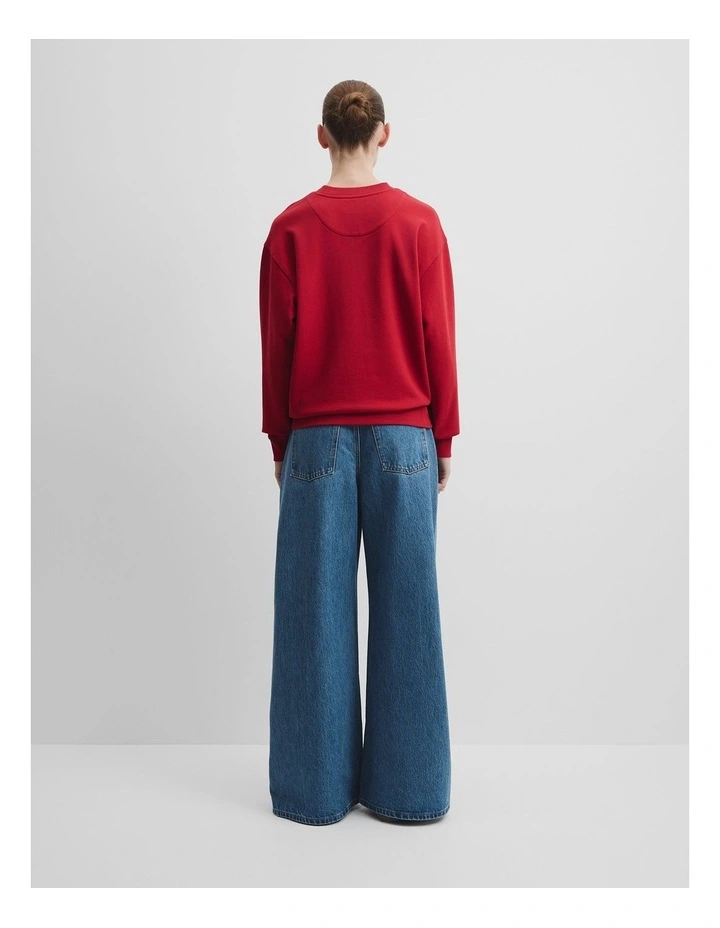 Australian Cotton Cr Logo Sweat in Garnet image 4