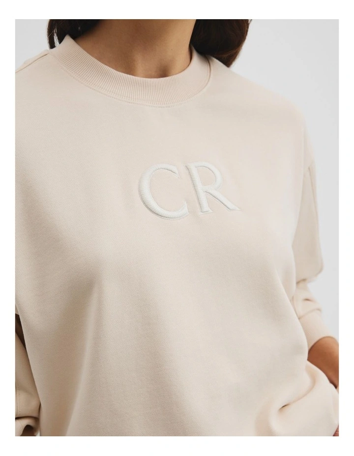 Australian Cotton Cr Logo Sweat in Macadamia image 2