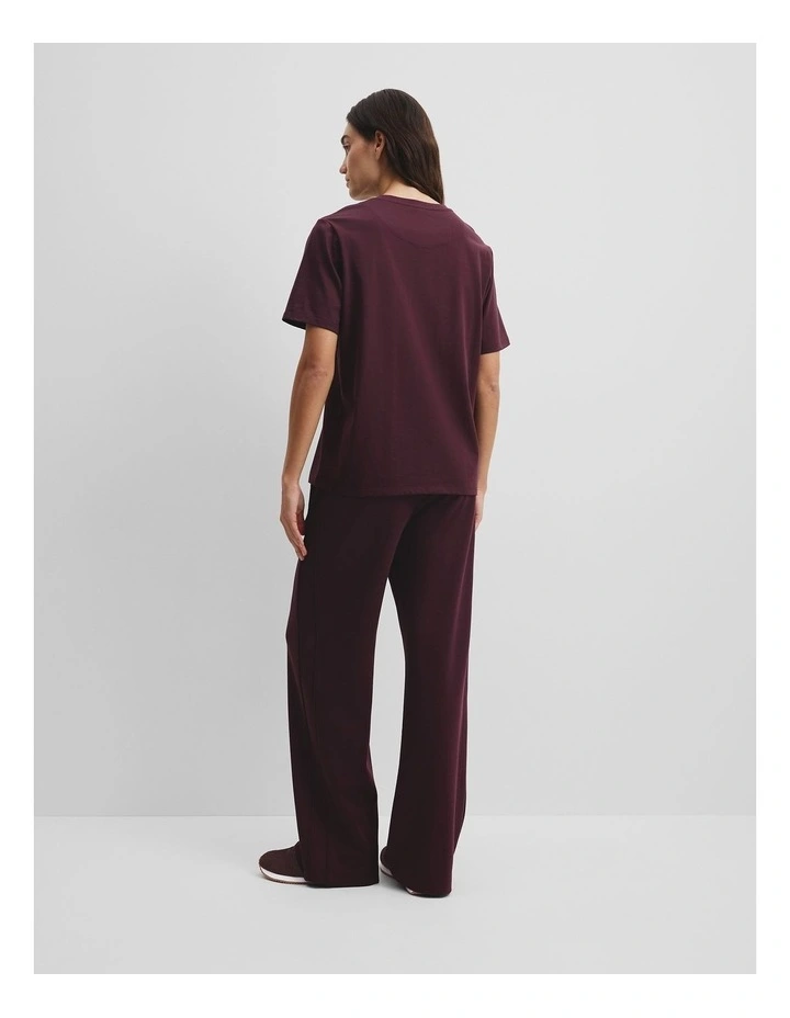 Australian Cotton Heritage Embroidered T-shirt in Plum image 4