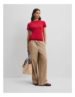 Australian Cotton Blend Fitted T-shirt in Garnet