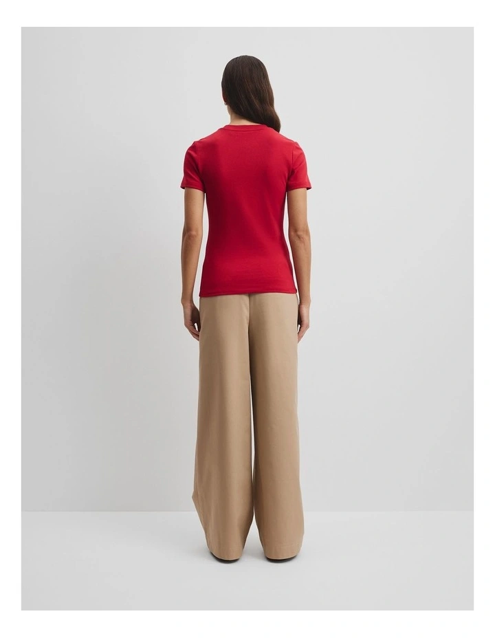 Australian Cotton Blend Fitted T-shirt in Garnet image 4