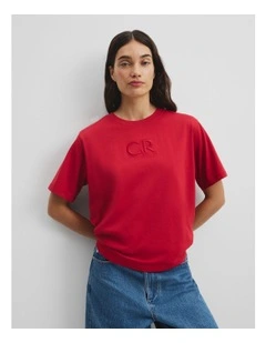Australian Cotton Cr Logo T-shirt in Garnet