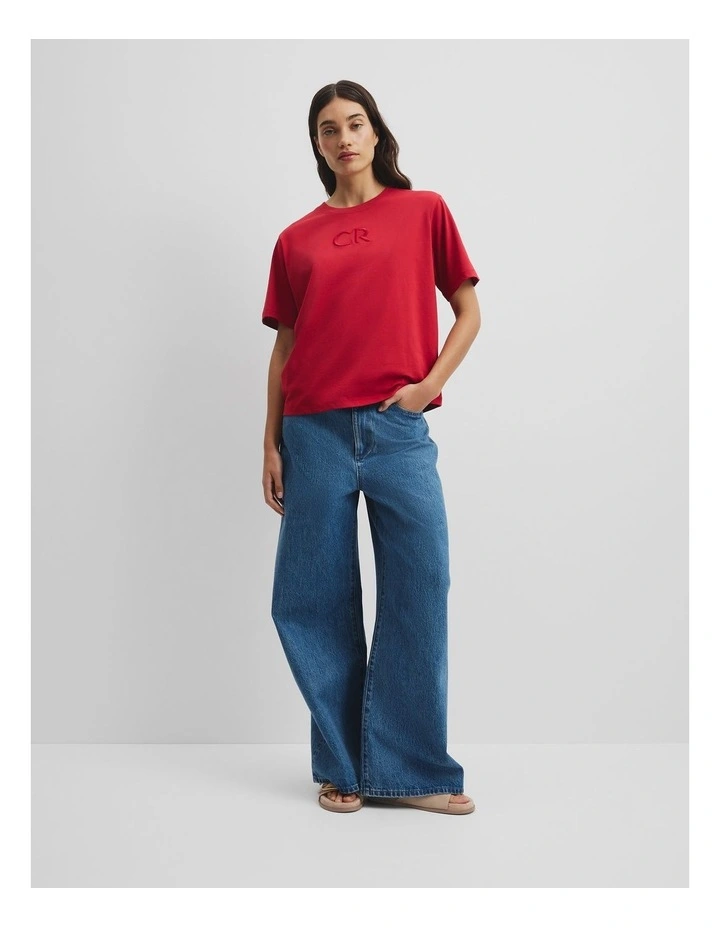 Australian Cotton Cr Logo T-shirt in Garnet image 3