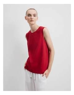 Australian Cotton Relaxed Crew Tank in Garnet