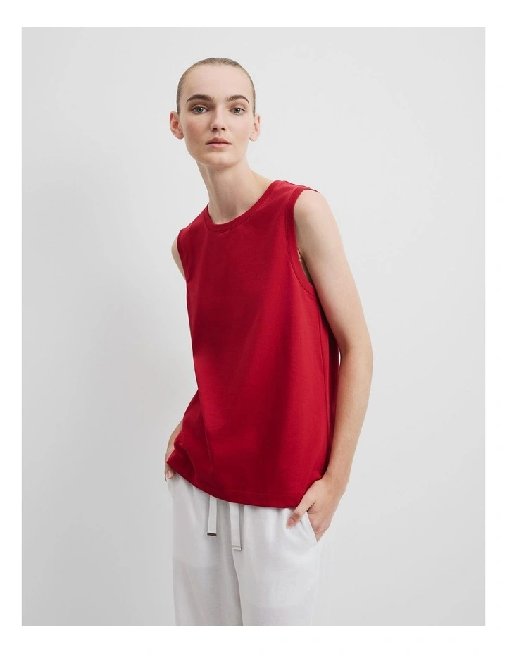 Australian Cotton Relaxed Crew Tank in Garnet image 1