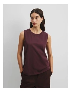 Australian Cotton Relaxed Crew Tank in Plum