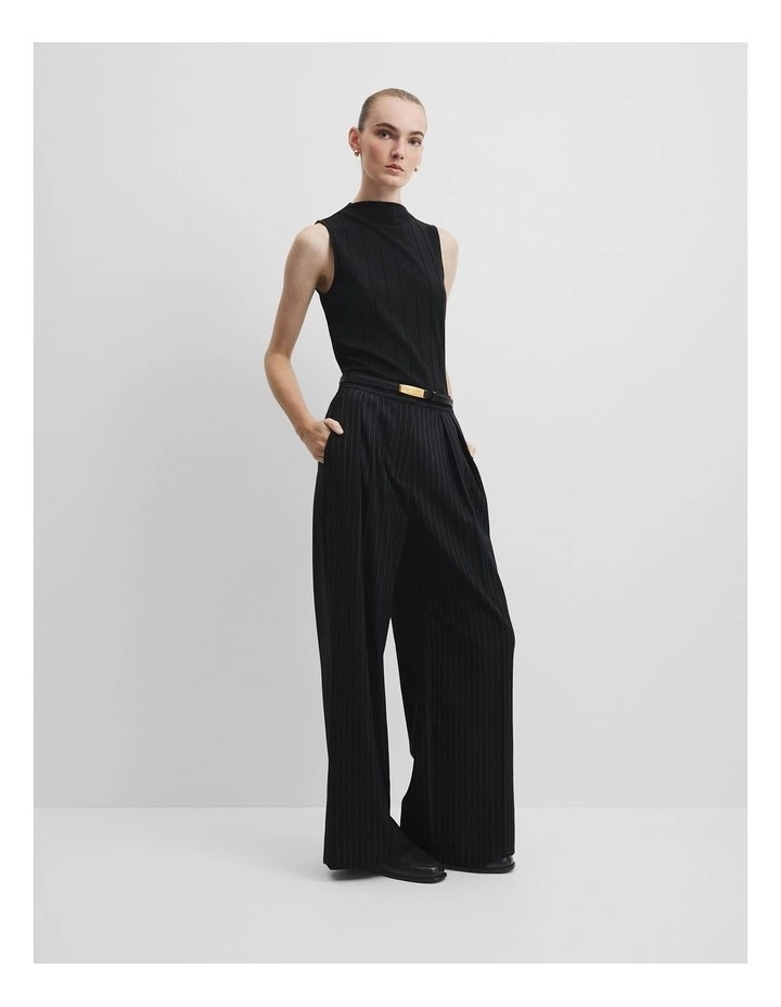 Mock Neck Rib Tank in Black image 2