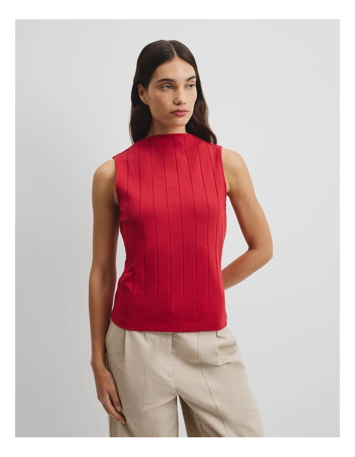 Mock Neck Rib Tank in Garnet image 1